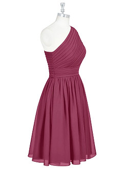 Azazie Katrina Bridesmaid Dresses Mulberry A-Line One Shoulder Chiffon Dress image8