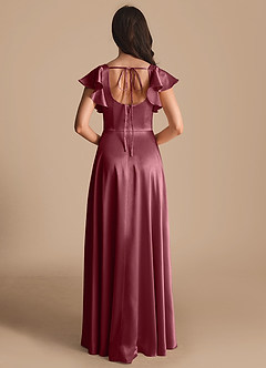 Azazie Bondi Bridesmaid Dresses Desert Rose A-Line Bow Metallic Satin Dress image3