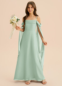 Azazie Moana Junior Linia A Pofałdowany Szyfon Długość podłogi Młodsza druhna Sukienka image4