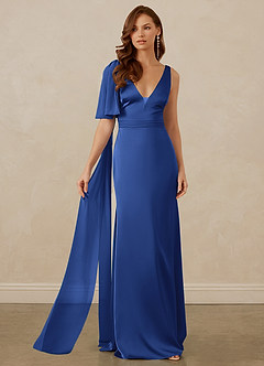 Christian Siriano Bridal for Azazie 1011 Bridesmaid Dresses Royal Blue Mermaid Bow Stretch Satin Dress image6