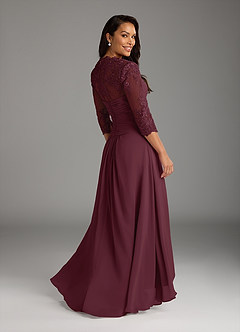 Azazie Devereaux Mother of the Bride Dresses Cabernet A-Line Lace Chiffon Dress image2