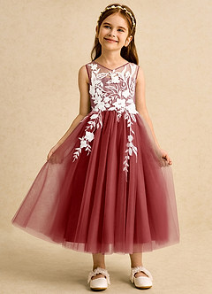 Azazie Sundae Blumenmädchenkleider Ballkleid Spitze Kleid Rost image6