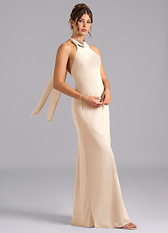 Azazie Velli Vestidos de madrinha de casamento Vestido Alabastro Branco de Chiffon de sereia com Arco image3