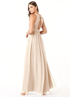 Azazie Luz Bridesmaid Dresses White Alabaster A-Line Lace Chiffon Dress image4