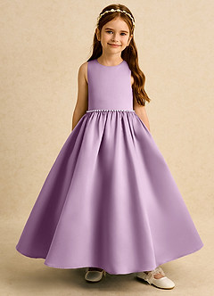 Azazie Daisies Robe Demoiselle D'honneur Fillette Robe Princesse en Mat Satiné Arc Glycine image2