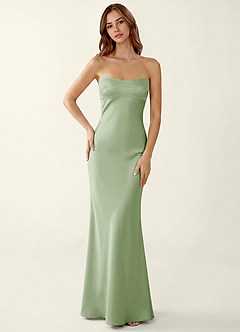 Miniqueadom Light Green Open Back Satin Party Dress image3