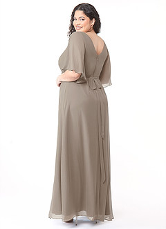 Azazie Cierra Bridesmaid Dresses Taupe A-Line V-Neck Chiffon Dress image12