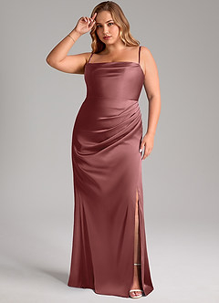 Azazie Leonis Bridesmaid Dresses Amethyst Mermaid Pleated Stretch Satin Convertible Dress image12
