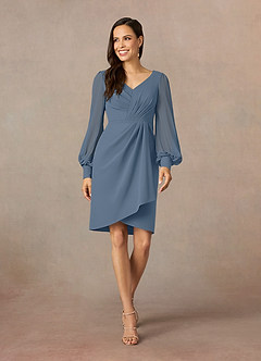 Azazie Karen Mother of the Bride Dresses Twilight Sheath Pleated Stretch Crepe Dress image1