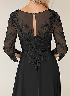 Azazie Noella Mother of the Bride Dresses Black A-Line V-Neck Lace Chiffon Dress image8