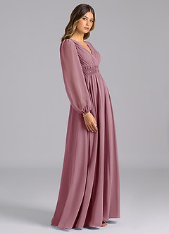 Azazie Palerma Bridesmaid Dresses Vintage Mauve A-Line Long Sleeve Chiffon Dress image3