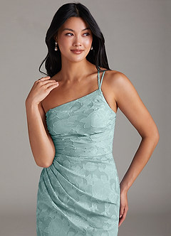 Azazie Eren Jurken voor bruidsmeisjes Jurk van Bloemen Burn-out met Kolom One-Shoulder De Nevel image5