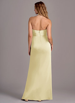 Azazie Jemma Bridesmaid Dresses Lemon Sorbet Sheath Pleated Stretch Satin Dress image2