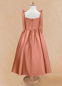 Azazie Chelsie Flower Girl Dresses MAI TAI A-Line Bow Matte Satin Dress image6