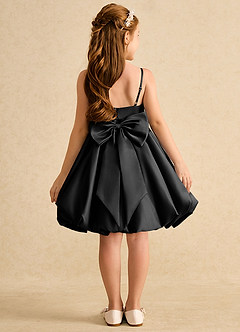 Azazie Davine Flower Girl Dresses Black A-Line Spaghetti Strap Matte Satin Dress image8