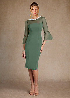 Azazie Bellevue Mother of the Bride Dresses Eucalyptus Sheath Beaded Stretch Crepe Dress image1