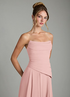 Azazie Gabriela Robes de demoiselle d'honneur Robe Trapèze en Mousseline de soie Corset Rose Poudré image10