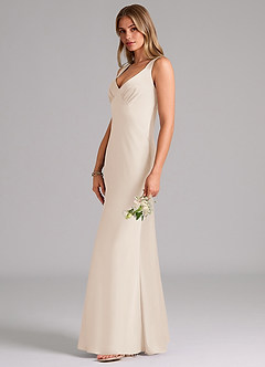 Azazie Kamila Bridesmaid Dresses White Alabaster A-Line Pleated Stretch Satin Dress image6