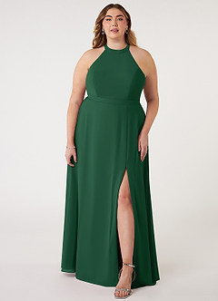 Azazie Clarice Bridesmaid Dresses Dark Green A-Line Halter Chiffon Dress image8