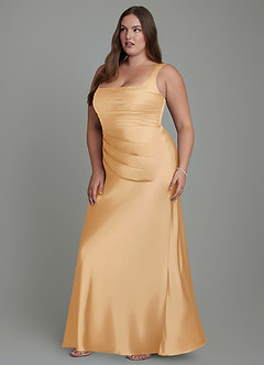 Azazie Agustina Bridesmaid Dresses Gold Mermaid Corset Stretch Satin Dress image11