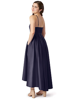 Azazie Jemima Junior Stormy A-Line with Pockets Stretch Satin Dress image5