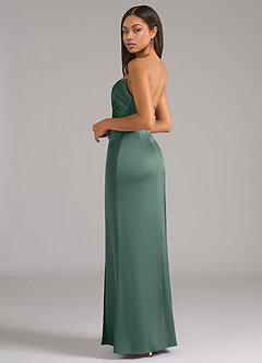 Azazie Marla Robes de demoiselle d'honneur Robe Fourreau Convertible en Satin extensible Sans bretelle Eucalyptus image5