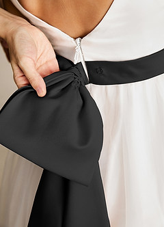 Azazie Lea Flower Girl Dresses Black A-Line Spaghetti Strap Tulle Dress image5