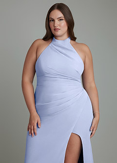Azazie Jemma Bridesmaid Dresses Ice Sheath Pleated Chiffon Dress image13
