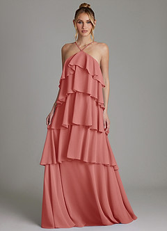 Azazie Deena Abiti da Damigella Abito A-Line in Chiffon Drappeggiato Rosa Antica image4