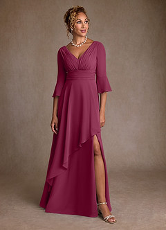 Azazie Eire Mother of the Bride Dresses Mulberry A-Line Pleated Chiffon Dress image4