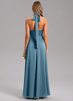 Azazie Tracie Bridesmaid Dresses Bermuda A-Line Side Slit Stretch Satin Dress image2