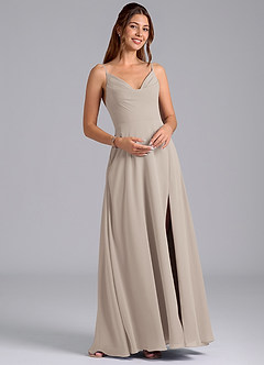 Azazie Sarella Bridesmaid Dresses Frost A-Line with Pockets Chiffon Dress image4