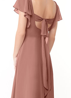 Azazie Syenna 신부 들러리 드레스 A라인 쉬폰 플로어 길이 드레스 image3