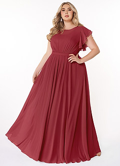 Azazie Daphne Bescheidene Brautjungfernkleider A-Linie Gekräuselt Chiffon Bodenlänge Kleid image6