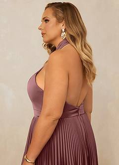 Christian Siriano Bridal for Azazie 1007 Bridesmaid Dresses Vintage Mauve A-Line Pleated Stretch Satin Dress image9