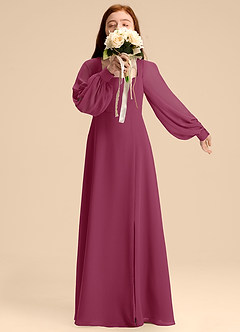Azazie Bondi Junior Abito A-Line in Chiffon Blusa Gelso image1