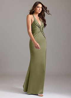 Azazie Valerie Bridesmaid Dresses Pistachio Mermaid Pleated Stretch Satin Dress image4