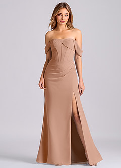 Azazie Joanne Suknie dla druhen Syrena Zza ramienia Szyfon Do ziemi Sukienka image1