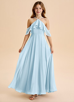 Azazie Tessabelle Junior Sky Blue A-Line Off the Shoulder Chiffon Dress image5