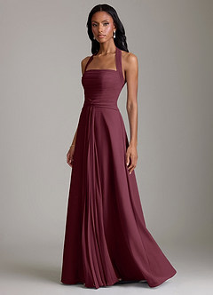 Azazie Clarisa Abiti da Damigella Abito A-Line in Chiffon Plissettato Cabernet image6
