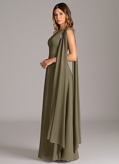 Azazie Tella Bridesmaid Dresses Willow Green A-Line One Shoulder Chiffon Dress image5