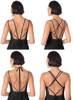 Azazie Farren Bridesmaid Dresses Black A-Line Pleated Chiffon Convertible Dress image9
