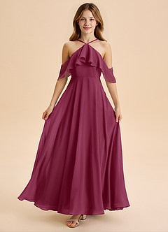 Azazie Tessabelle Junior Mulberry A-Line Off the Shoulder Chiffon Dress image5