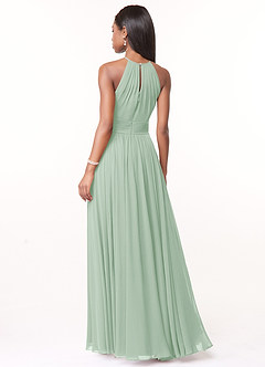 Azazie Cherish Bridesmaid Dresses Agave A-Line Pleated Chiffon Dress image2