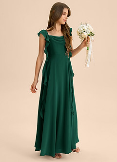 Azazie Carmin Junior Klä av A-Line i Chiffong Rynkad image6