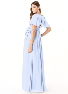 Azazie Verna Maternity Bridesmaid Dresses A-Line V-Neck Ruched Chiffon Floor-Length Dress image4