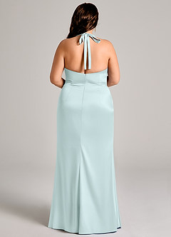 Azazie Valerie Jurken voor bruidsmeisjes Jurk van Stretch Satijn met Zeemeermin Geplooid Zeeglas image12