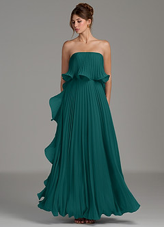 Azazie Alexia Bridesmaid Dresses Peacock A-Line Ruched Chiffon Dress image6