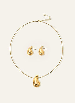 front Sculptural Teardrop Jewelry Set