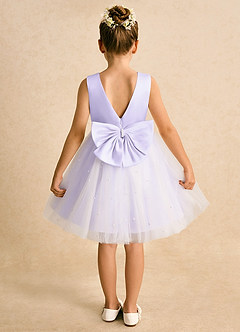 Azazie Esme Abiti da Ragazza di Fiori Abito Principessa in Tulle Fiocco Lilla image8